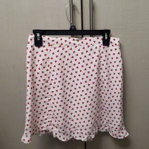 Brand New Zara Mini Skirt White Red Hearts Print